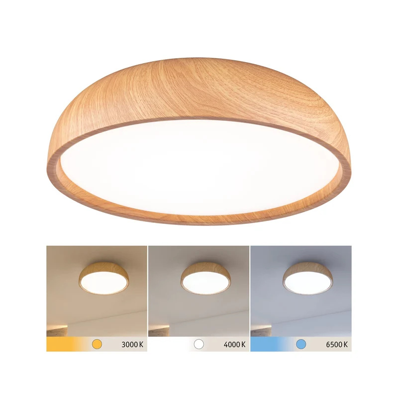 Paulmann Selection Bathroom LED Deckenleuchte Oka IP44 White Switch 950lm 230V 24W Holzoptik