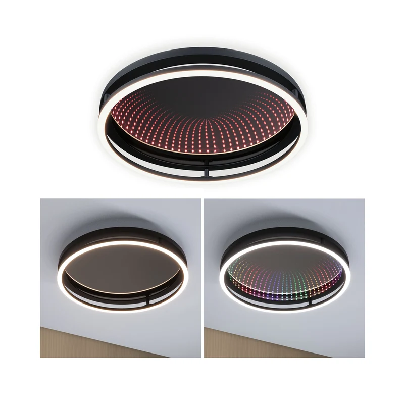 Paulmann LED Deckenleuchte Spaceglow RGB+ 2000lm 230V 34,5W dimmbar Schwarz matt