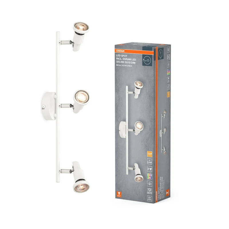 OSRAM LED SPOT GU10 Deckenleuchte 3 x 3,4W, 690lm, weiß