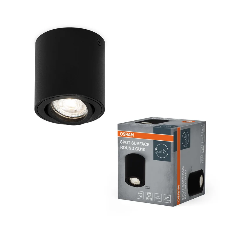 OSRAM Spot Surface Round Deckenaufbauspot, Ø 80mm, schwarz, GU10