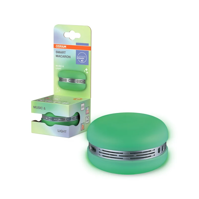 OSRAM Bluetooth SMART+ Macaron Lautsprecher mit Bewegungssteuerung, LED-Licht RGB, Grün