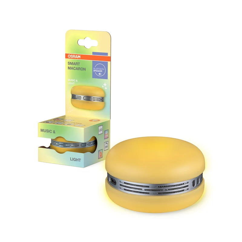 OSRAM Bluetooth SMART+ Macaron Lautsprecher mit Bewegungssteuerung, LED-Licht RGB, Gelb