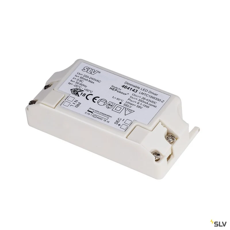 SLV LED-Treiber, 15W, 350mA, inkl. Zugentlastung, dimmbar