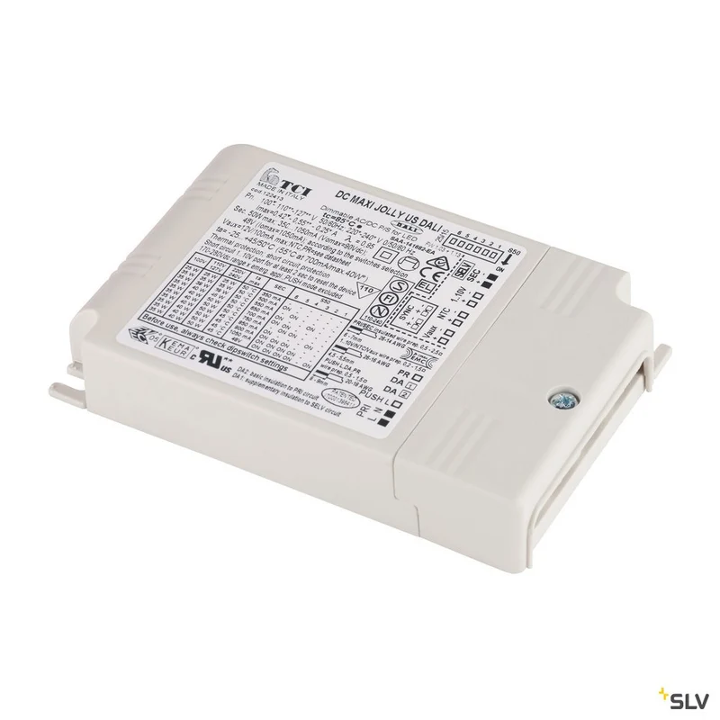 SLV TCI LED-Treiber, 50VA, 350-1050mA, Dip-Switch, inkl. Zugentlastung, DALI-dimmbar