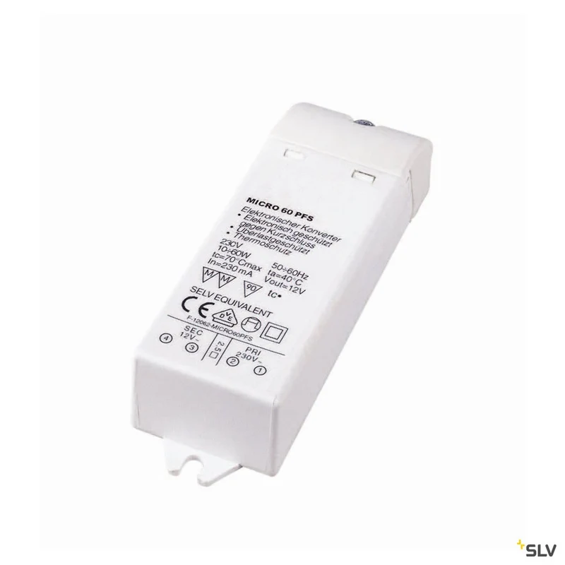 SLV Transformator, Betriebsgeraet FN MINITRAFO 1 60VA 12V 10,5x3,3x2,2cm