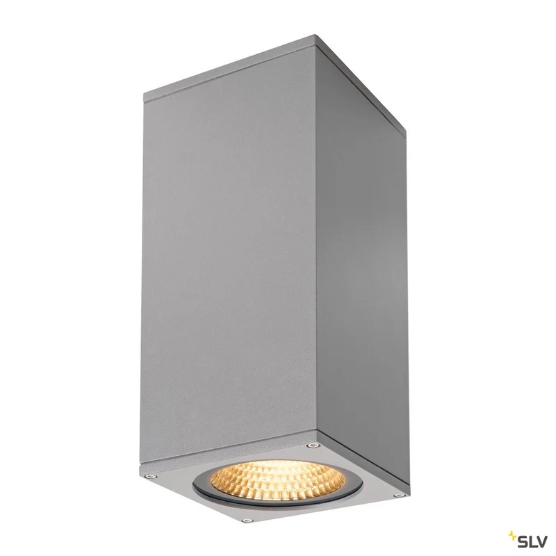 SLV BIG THEO WALL, Outdoor Wandleuchte, zweiflammig, LED, 3000K, Flood up/down, silbergrau, B/H/T 13/27,5/13,5 cm