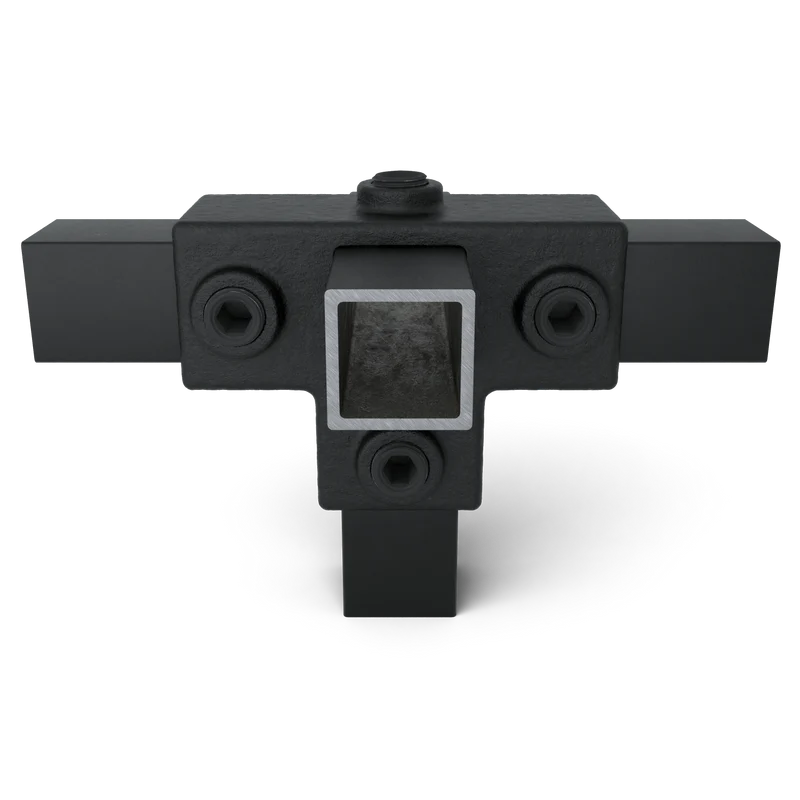 T-Stück für Stützrohr schwarz 25 mm quadratisch