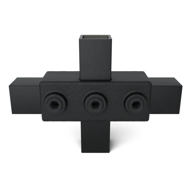 Kreuzstück in 1 Ebene schwarz 25 mm quadratisch