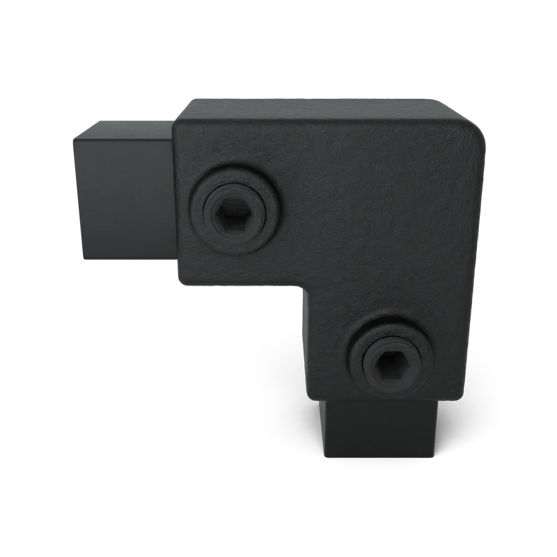 Bogen 90° schwarz 25 mm quadratisch