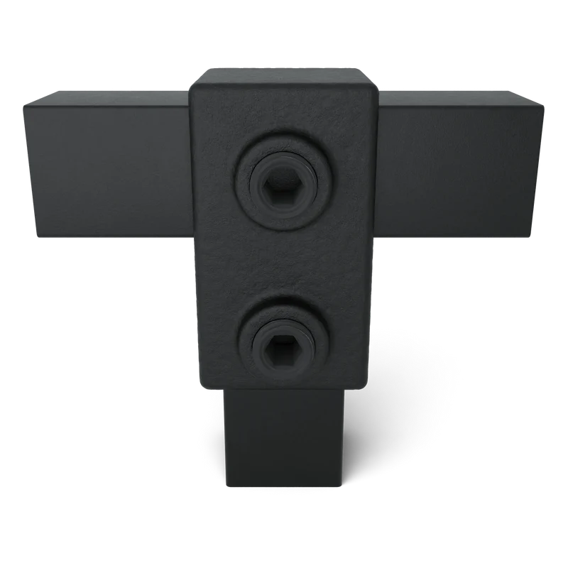 T-Stück kurz schwarz 25 mm quadratisch