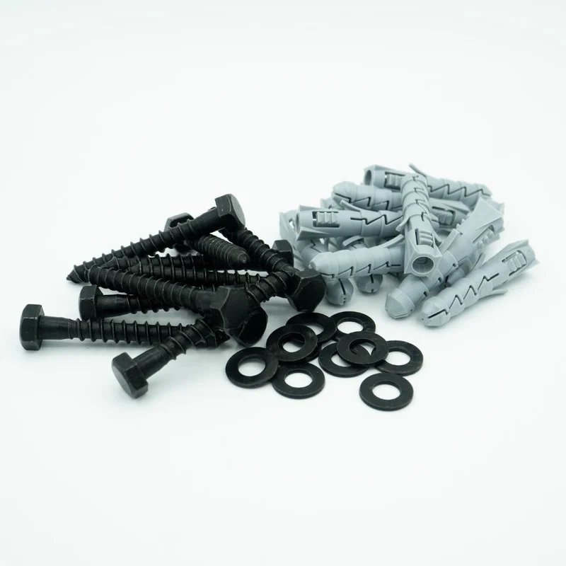 Schwarze Schraube M8x60 mit Unterlegscheibe und Dübel (10 Stück)