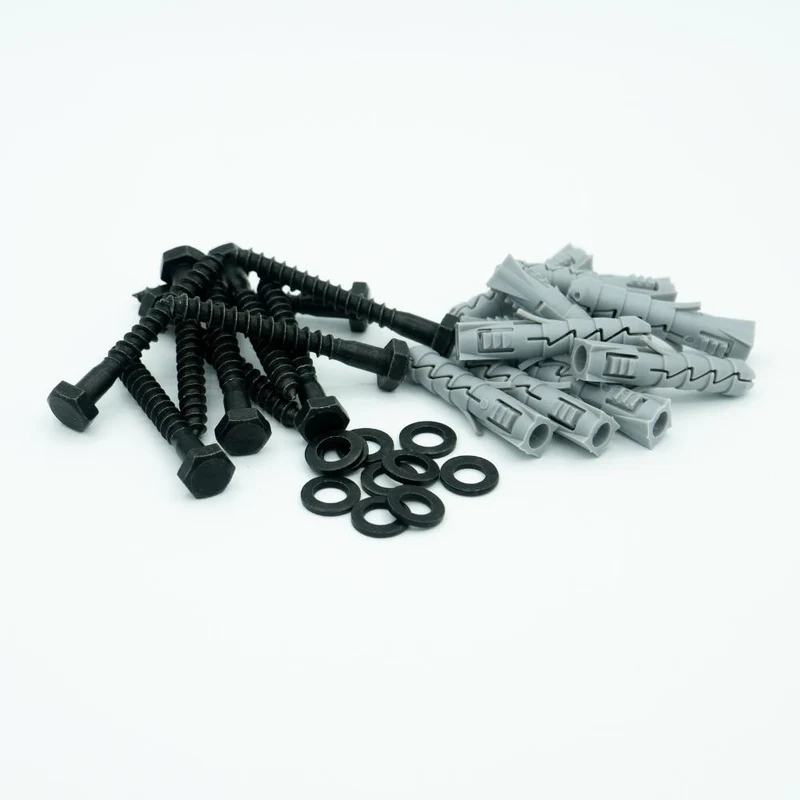 Schwarze Schraube M6x50 mit Unterlegscheibe und Dübel (10 Stück)