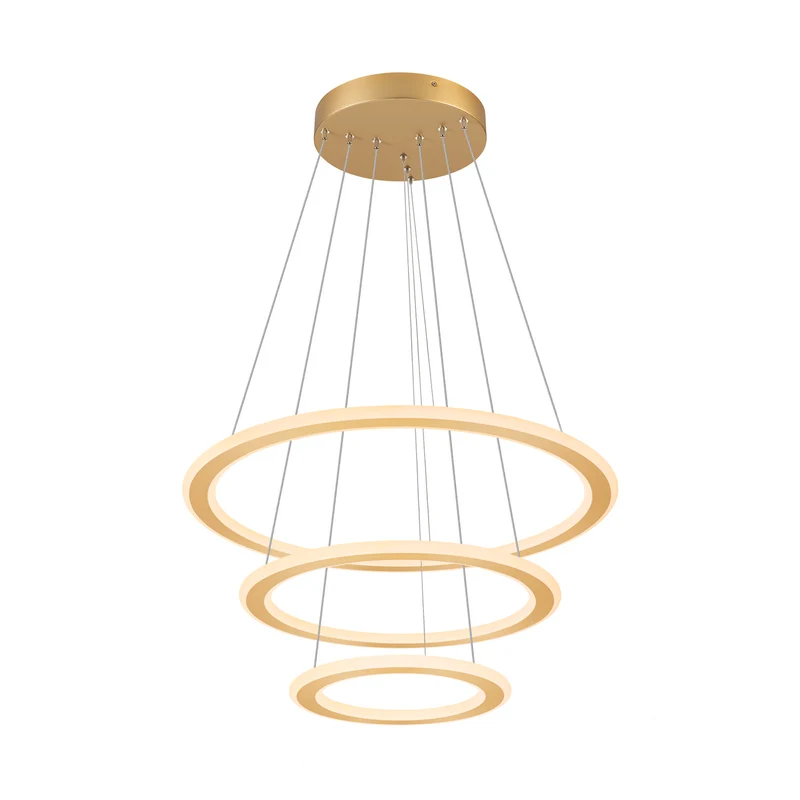 ONE FLAT, Pendelleuchte, triple, 300 cm, 2700/3000 K, DALI 2, Touch, messing