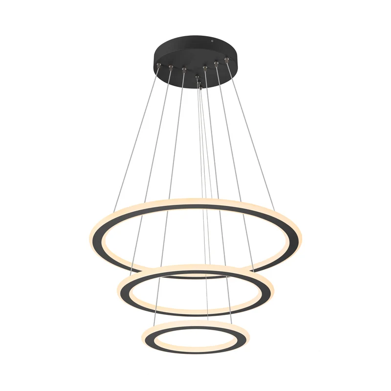 ONE FLAT, Pendelleuchte, triple, 300 cm, 2700/3000 K, DALI 2, Touch, schwarz