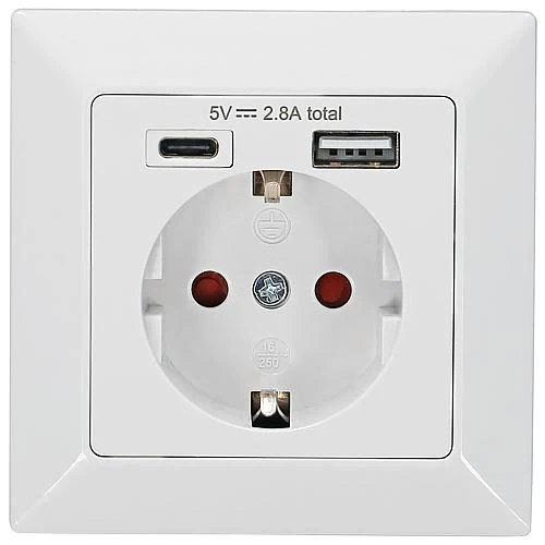 UP-Steckdose mit 1 USB Typ A + 1 USB Typ C Ausgang : DC 5.0V 2800mA