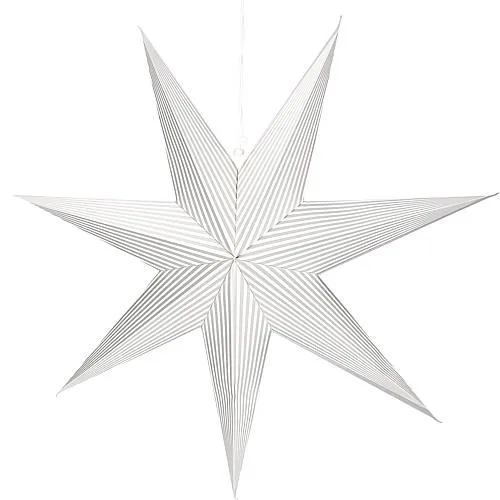 Weißer Papierstern mit silberfarbenen Streifen 60x60cm 5906-230