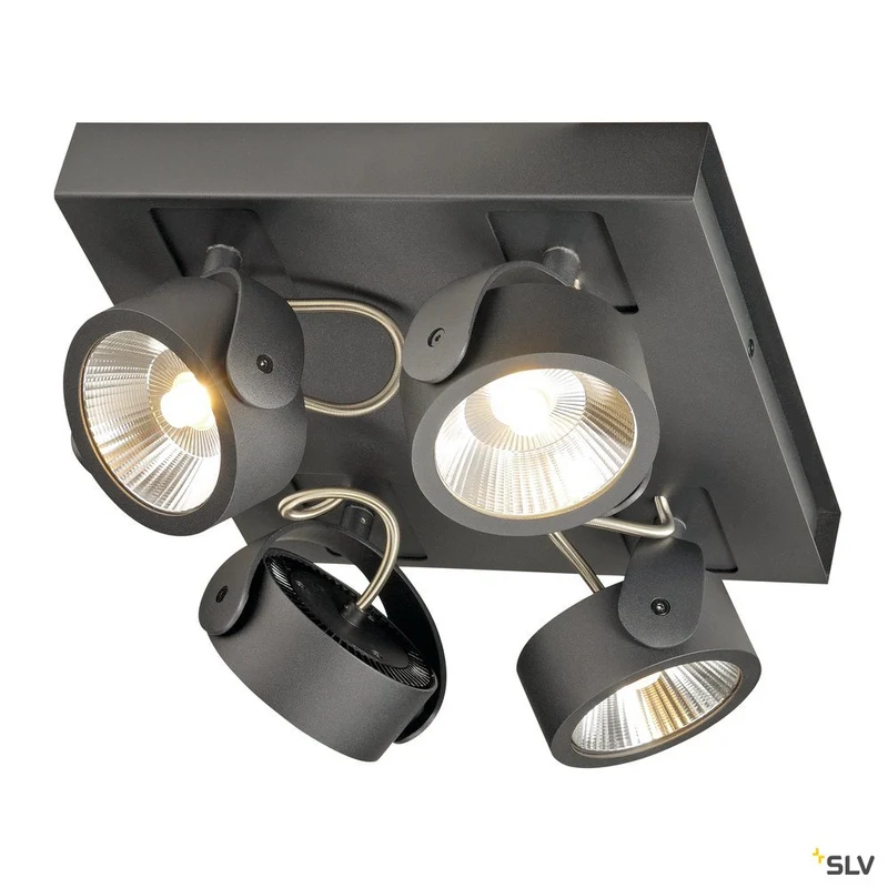 SLV KALU LED 4 Wand- und Deckenleuchte, square, schwarz, 3000K, 60°