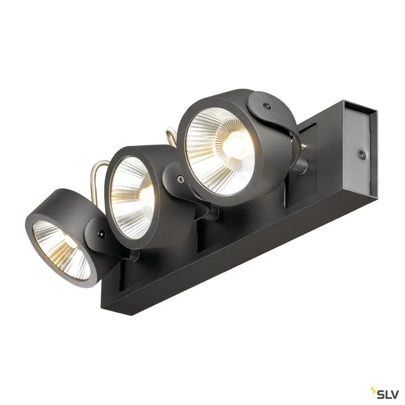 SLV KALU LED 3 Wand- und Deckenleuchte, schwarz, 3000K, 60°