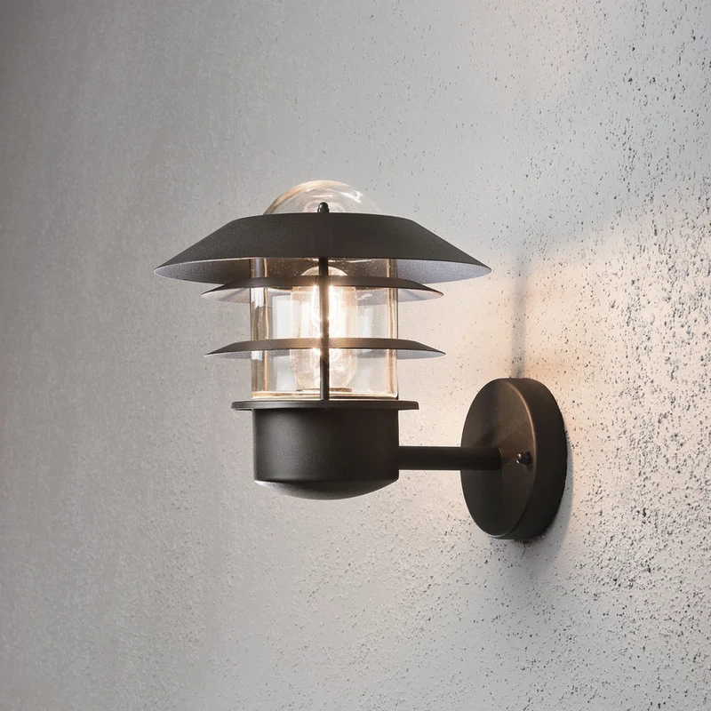 Konstsmide Wandleuchte Modena schwarz, klares Glas
