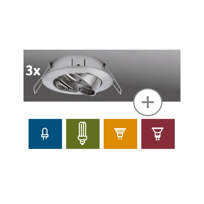 Paulmann 2easy Premium EBL 3er Spot-Set schwenkbar 51mm Eisen gebürstet