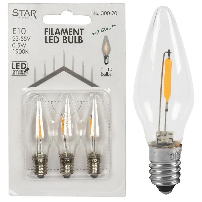STAR TRADING LED-Filament-Topkerze, klar, E10/23-55V/0,5W, 1900K