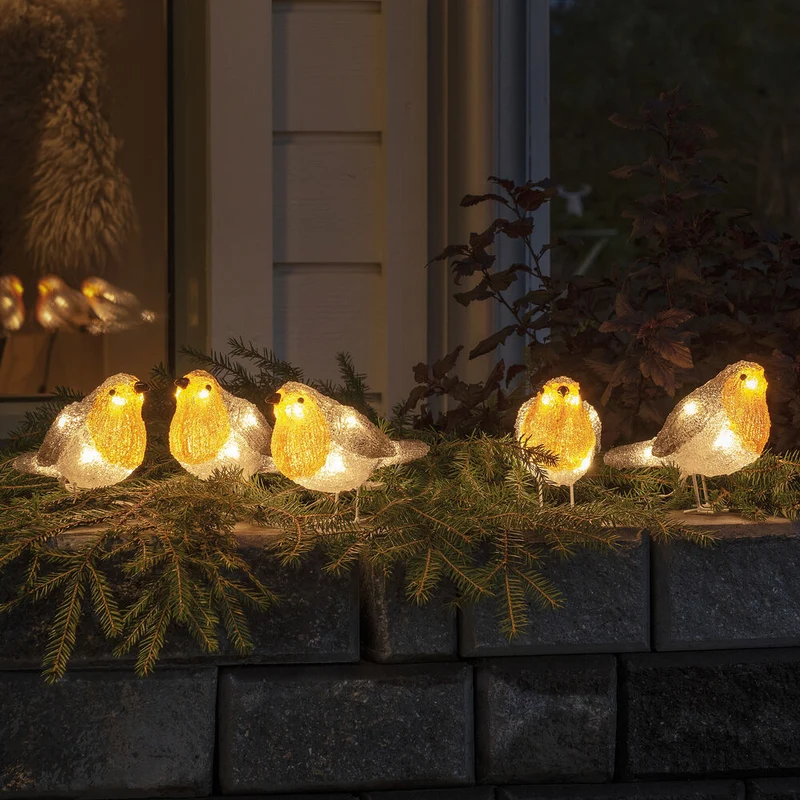 KONST SMIDE LED-Rotkehlchen, 40 weiße LEDs, 5er-Set