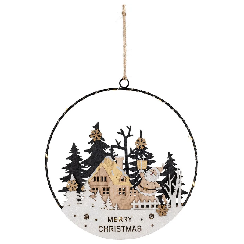 LED-Fensterbild, SANTA, 10 warmweiße LEDs, Ø 250
