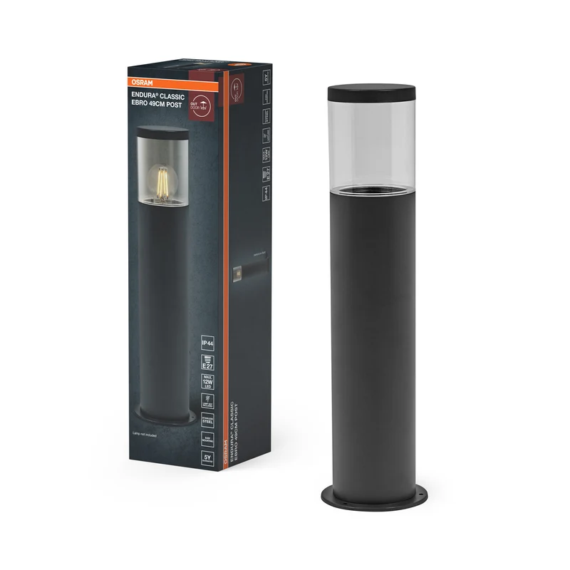 OSRAM ENDURA CLASSIC EBRO Außenleuchte, Wandleuchte, dunkelgrau, 49 cm, Edelstahl, einfache & schnelle Installation, IP44 Schutzklasse, Gehäuse aus rostfreiem Stahl