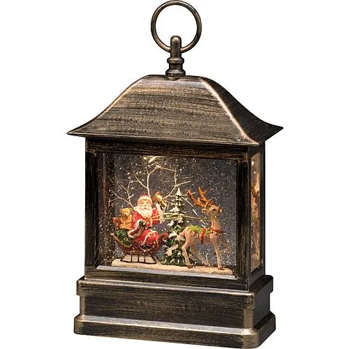 LED Schneelaterne mit Weihnachtsmann im Schlitten4351-000