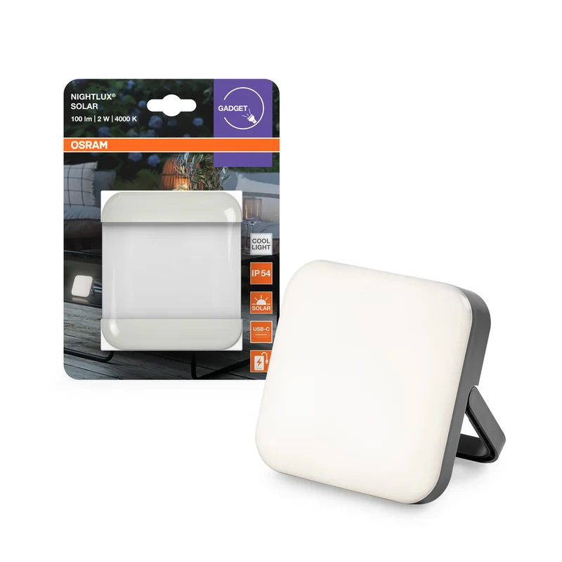 OSRAM NIGHTLUX SOLAR Mobile Außenleuchte Dimmbar USB Grau