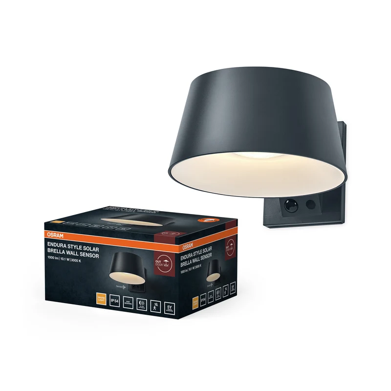 OSRAM Endura Style Solar LED Wandleuchte Brella, 10,1W, 3000K warmweiß, 930 lm, PIR Sensor, IP54, 18 Tage