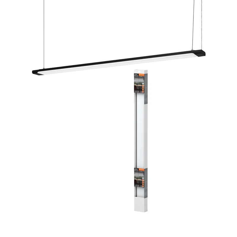LEDVANCE Office Line Slab, flache Bürodeckenleuchte, 1. 2 m, 40 W, 4100 lm, 4000 K, 840 kaltweiß, 3-stufig dimmbar, schwarzes Aluminium, IP20