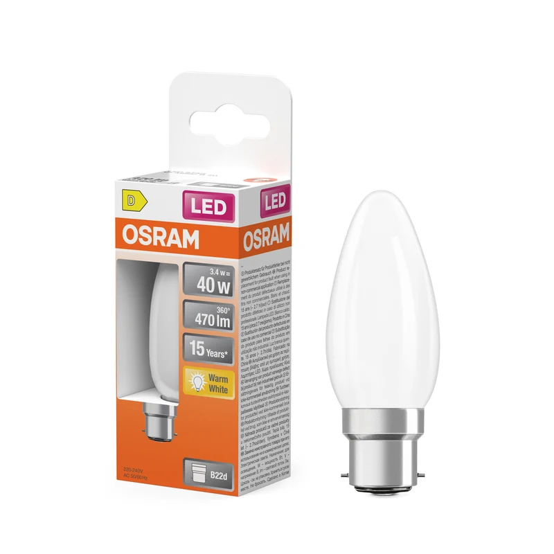 OSRAM LED Lampe LED Retrofit CLASSIC B 4W 827 Frosted B22d, 470 lm, 2700 K, Warmweiß