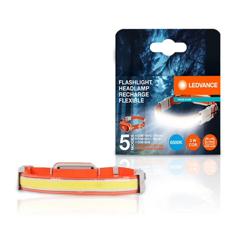 LEDANCE COB LIGHT Stirnlampe, 6500K, Kaltweiß, 300lm, 300 lm, 6500 K, Kaltweiß