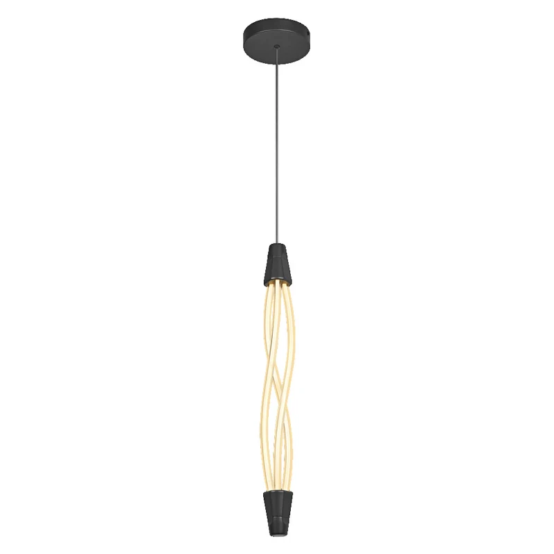 LECVANCE Decor Swirl Pendelleuchte Vert aus geschwungenem Polycarbonat mit LED und Filament-Design, 18 W, 1800 lm, 3000 K, 830 warmweiß, Click dimmbar, dunkelgrau, Kunststoff (PC), 15 mm, IP20