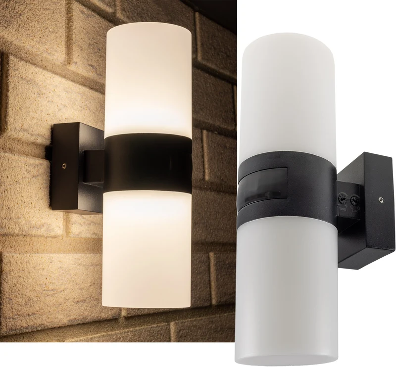 LED Wandleuchte "TUBULAR" IP65 20W, 2085lm, 180° Bewegungsmelder, 2900K