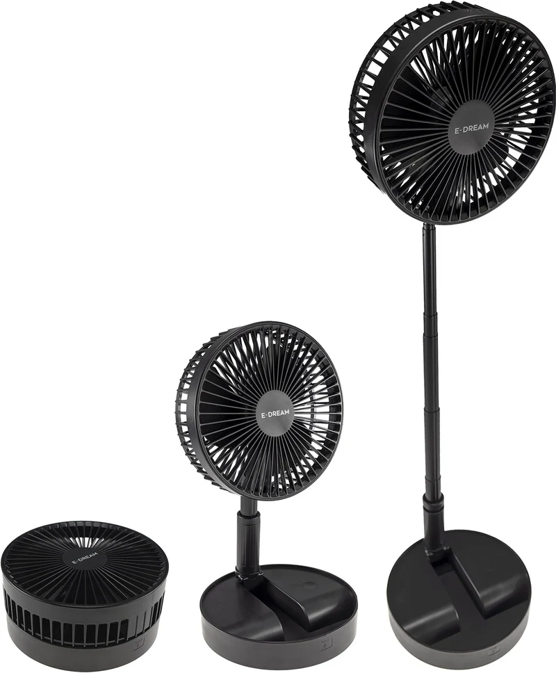 Akku-Ventilator mit Teleskopstab schwarz verw. Tischventilator + Standventilator