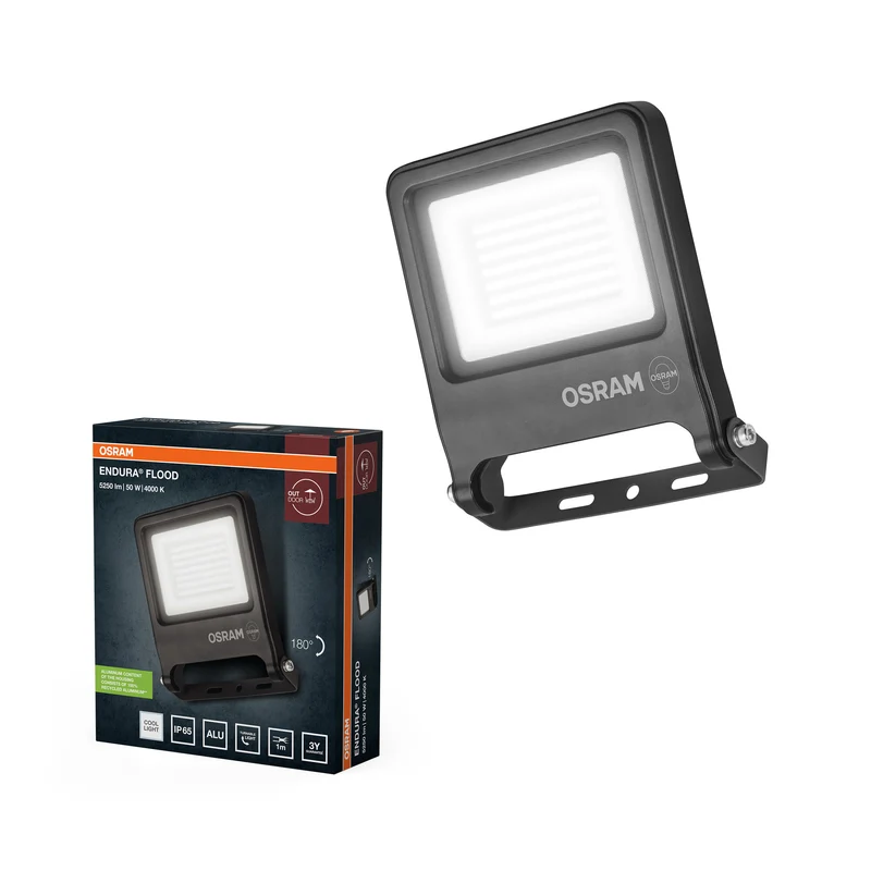 OSRAM ENDURA FLOOD PC 50W LED-Fluter, 4000K kaltweiß, 5000 Lumen, IP65 Flutlicht für große Flächen, recyceltes Aluminium, 100 lm/W Effizienz