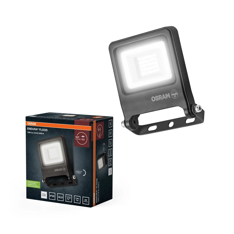 OSRAM ENDURA FLOOD PC 20W LED-Fluter, 4000K kaltweiß, 1800 Lumen, IP65 Flutlicht für Außenbereiche, 110° Abstrahlwinkel