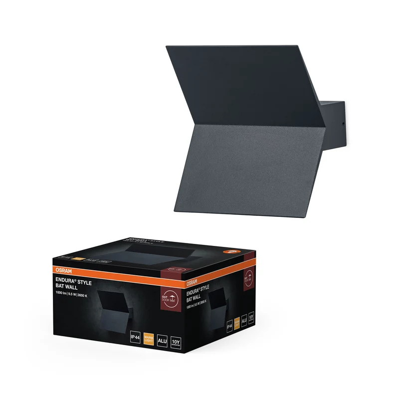 OSRAM ENDURA STYLE BAT Außenwandleuchte, LED-Wandleuchte mit indirektem Licht, warmweiß, 3000K, Aluminium, IP44, 9,5W