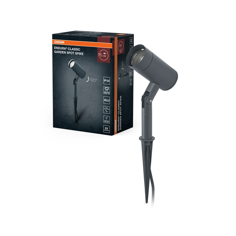 OSRAM ENDURA Classic Garden Spotspike GU10 Außen-Spießleuchte, schwarz, GU10-Sockel (max 35W), kann mit einfacher oder smarter Lampe bestückt werden, ausrichtbarer Leuchtenkopf, Schutzklasse IP54