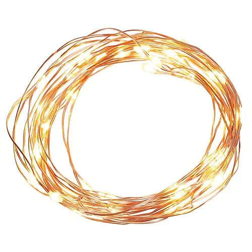 EGB Micro LED-Lichterkette 40 fl. warmweiß, Timer kupferfarbener Draht, batteriebetrieben 4xAA
