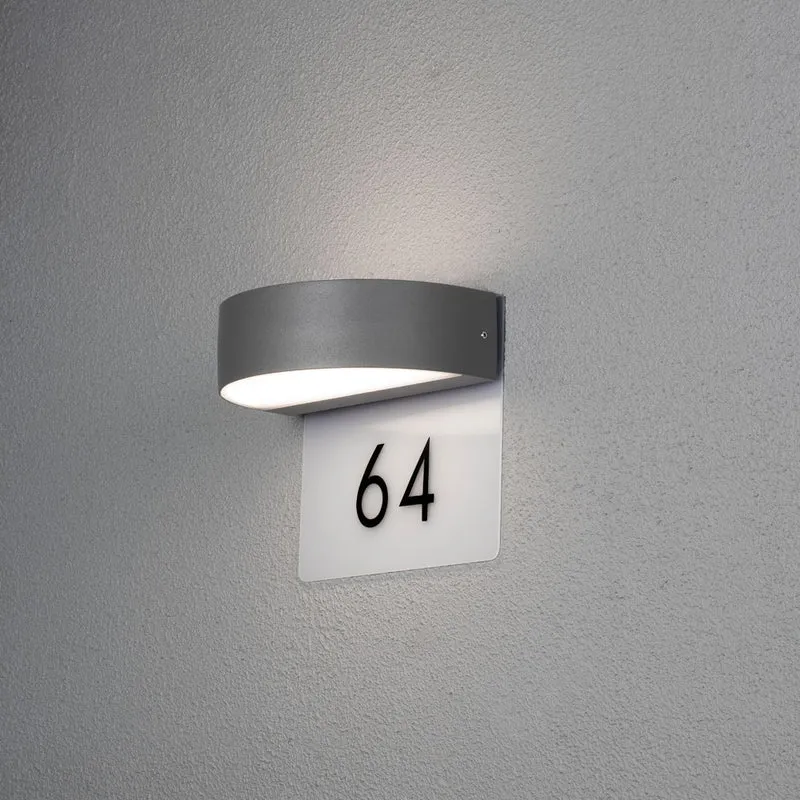 Konstsmide Monza Wandl. 2x4,5W LED anthrzi, IP54, inkl. 3x Ziffern 0-9