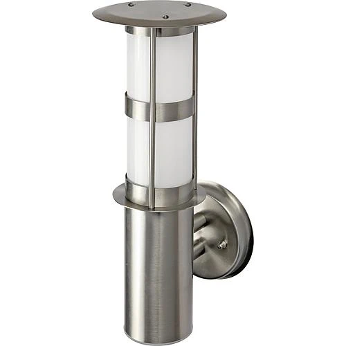 EGB Edelstahl-Wandleuchte IP44, Glas opal 1x E27 / max 60W
