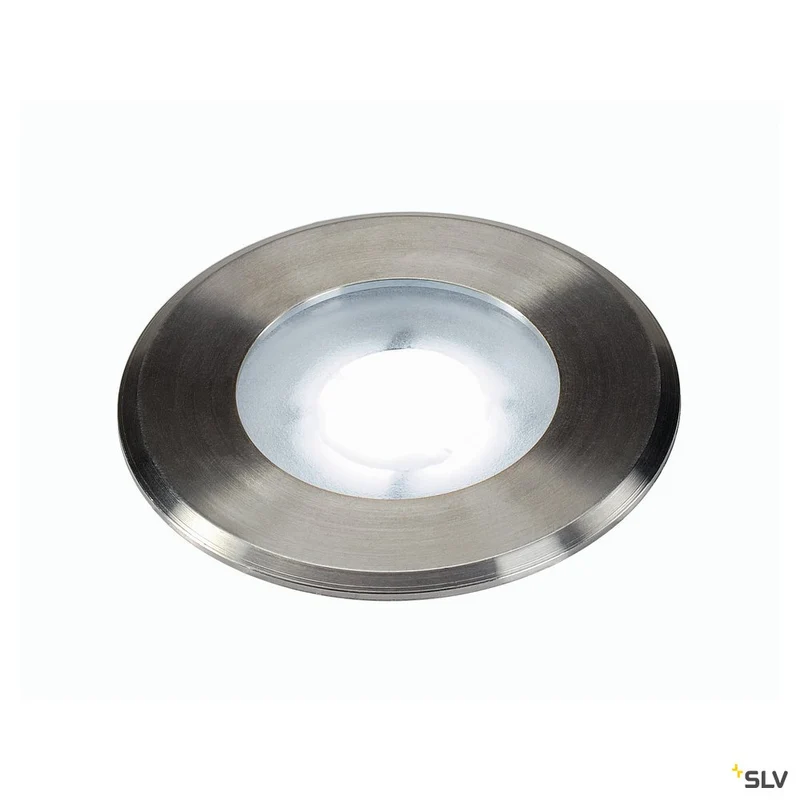 SLV DASAR FLAT LED 230V Bodenein- baustrahler, rund, 4,3W LED, weiss, Edelstahlblende
