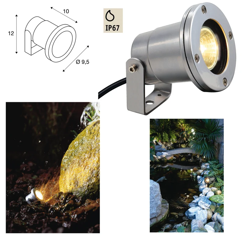 SLV NAUTILUS IP67, silbergrau, MR16, max. 35W