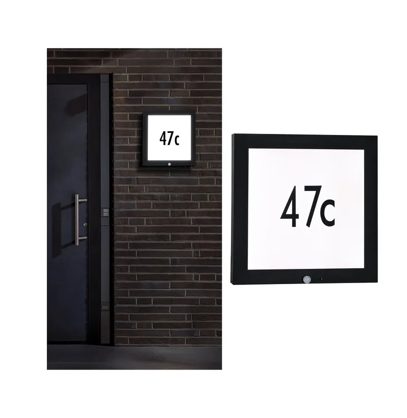 Paulmann Outdoor 230V Panel 40*40cm Hausnummer IP44 4W 800lm Bewegungsmelder Anthrazit