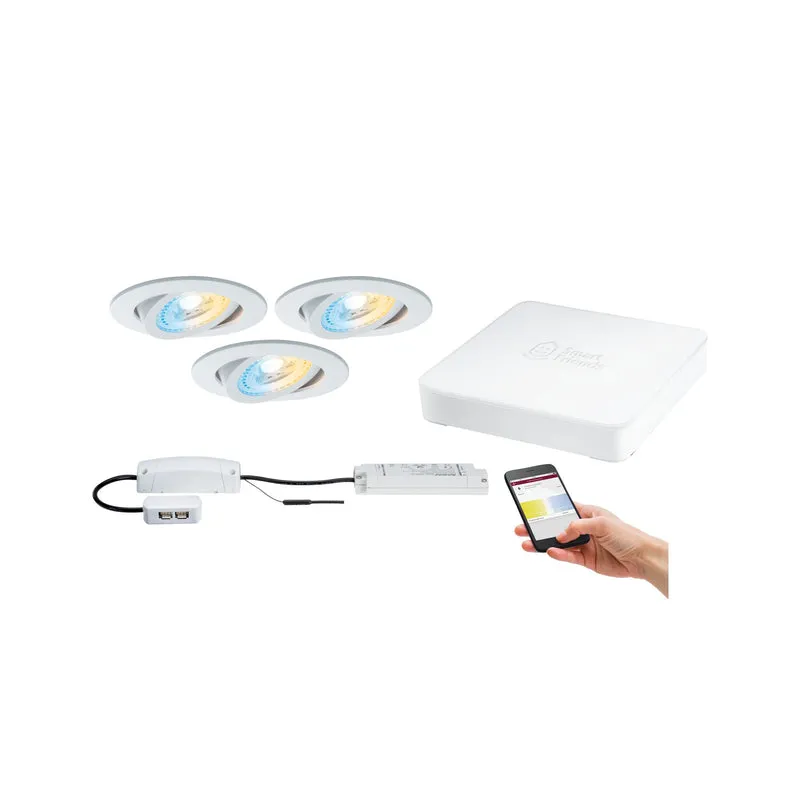 Paulmann SmartHome Starter Set Lens EBL Set LED 3x3,5W TunW mit SmartFriends Box