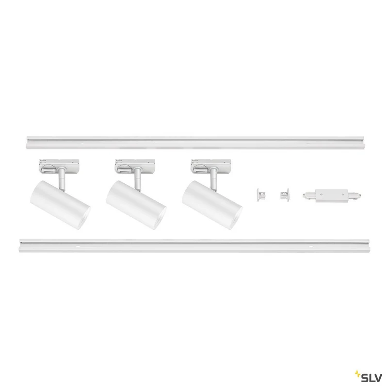 SLV 1Ph NOBLO SPOT SET 2700K weiß inkl. drei Spots, zwei Schienen je 1m, einem Einspeiser sowie einem Längsverbinder