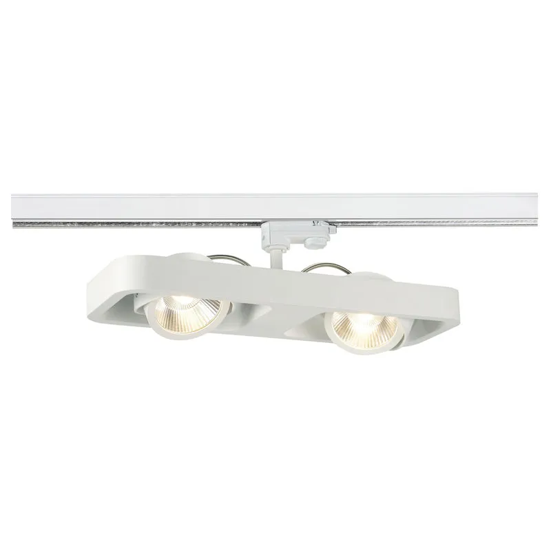SLV LYNAH LED double Strahler für 3Phasen Hochvolt-Stromschiene, 3000K, weiss, 24°, inkl. 3 Phasen-Adapter